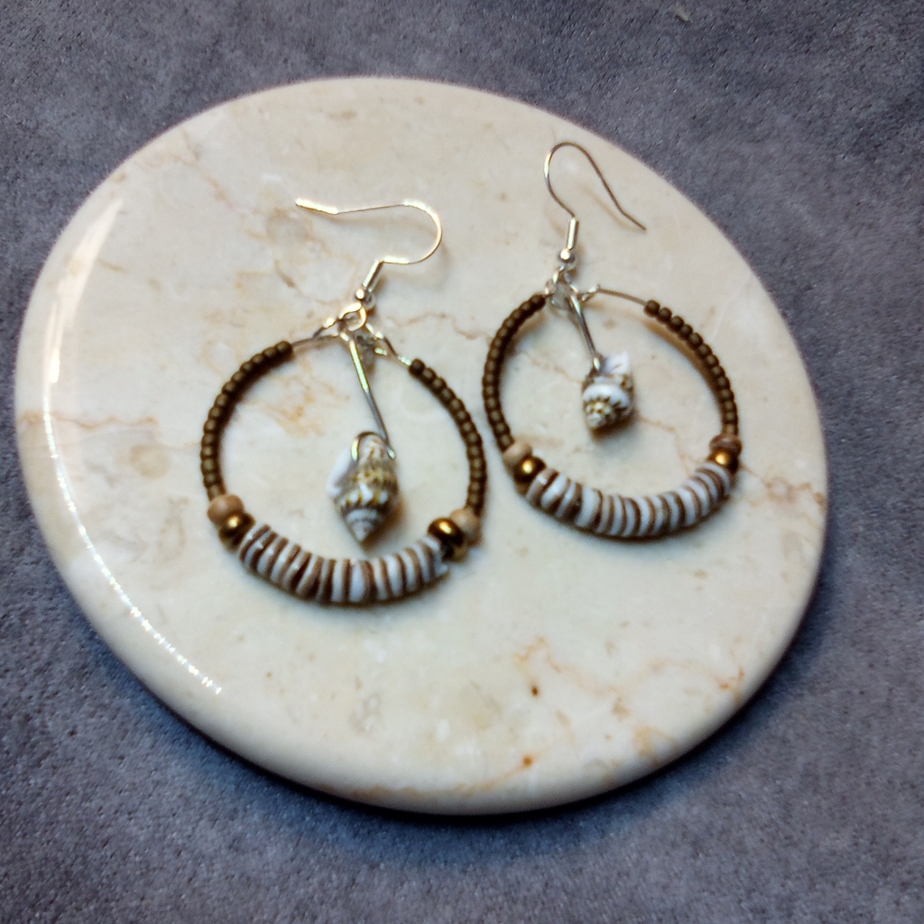 Handmade Seashell Hoops